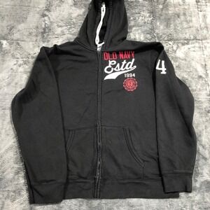 Old Navy Mens XXL Full Zip Hoodie Blackjack Black Graphic